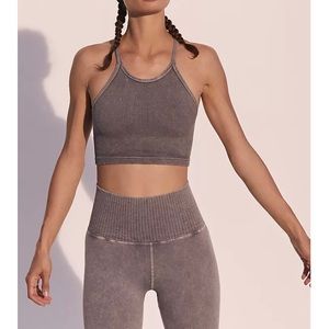 NEW! Free People Happiness Runs Crop Tank Top - Vintage Light Grey - M/L